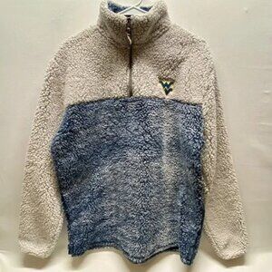 West‎ Virginia Summit Sportswear 1/4 Zip Men's Large Gray Blue Plush Sherpa GUC